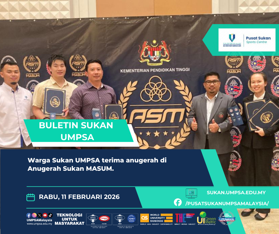 Buletin Sukan @ UMPSA : Warga Sukan UMPSA terima anugerah di Anugerah Sukan MASUM.